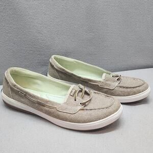 Keds Canvas Ortholite Glimmer Grey Slip-On Boat Shoes Womens 7.5